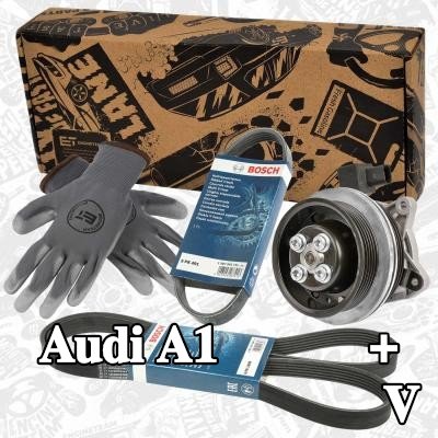 ET ENGINETEAM مضخة مياه + طقم حزام مضلع على شكل V مع حشية/موانع تسرب — Audi A1