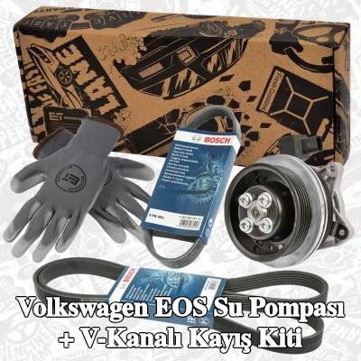 ET ENGINETEAM Conta/sızdırmazlık elemanlı Su Pompası + V-Yivli Kayış Kiti — Volkswagen Eos