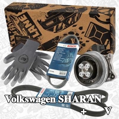 ET ENGINETEAM مضخة مياه + طقم حزام مضلع على شكل V مع حشية/موانع تسرب — Volkswagen Sharan