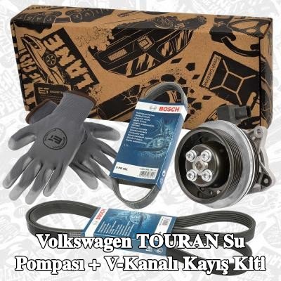 ET ENGINETEAM Conta/sızdırmazlık elemanlı Su Pompası + V-Yivli Kayış Kiti — Volkswagen Touran
