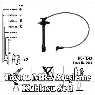 NGK Ateşleme kablosu seti mavi — 1995 Toyota Mr2