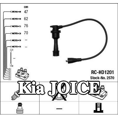 NGK مجموعة أسلاك الإشعال سوداء — Kia Joice