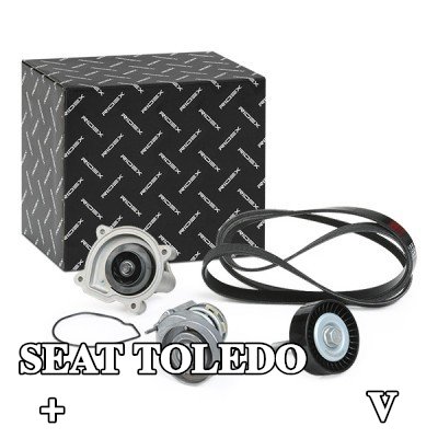 RIDEX مضخة مياه + مجموعة أحزمة V-Ribbed مع حشيات/مانعات تسرب — SEAT Toledo