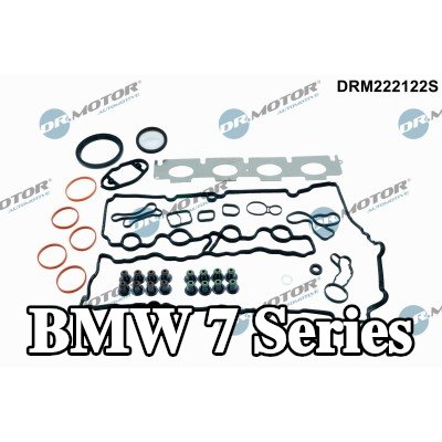 DR.MOTOR AUTOMOTIVE مجموعة حشيات كاملة, محرك مزود بمانع تسرب عمود الكامات, مع مانع تسرب العمود المرفقي, مع حشية غطاء الصمام, مع أختام ساق الصمام, بدون حشية رأس الأسطوانة, مع حشية (حشيات) مشعب العادم, مع حشية (حشيات) مشعب السحب — BMW 7 Series