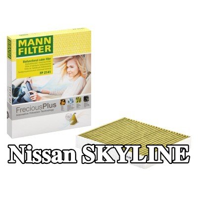 MANN-FILTER مرشح حبوب اللقاح FreciousPlus, مرشح الكربون المنشط, مرشح الكربون المنشط مع البوليفينول, Particulate filter (PM 2.5), مع مفعول مضاد للبكتيريا, مع تأثير مبيد للفطريات — Nissan Skyline