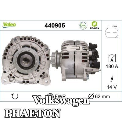 VALEO مولد التيار المتردد 180A — Volkswagen Phaeton