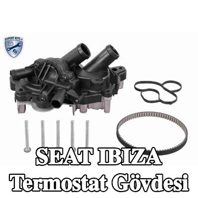 VEMO Contalı/sızdırmazlık elemanlı termostat muhafazası, kayışlı, cıvata/vida ile, termostatlı — SEAT Ibiza