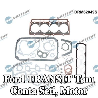 DR.MOTOR AUTOMOTIVE Tam Conta Seti, kam mili contalı motor, silindir kafası contası ile, valf kapağı contası ile, valf gövdesi contalı, egzoz manifoldu contası ile (ler), emme manifoldu contası/contaları ile — 1990 Ford Transit