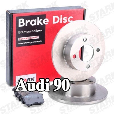 STARK مجموعة أقراص الفرامل والوسادات للمحور الخلفي, صلب, مع براغي ملاقط الفرامل — Audi 90