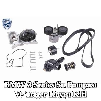 VAICO Su pompası ve triger kayışı kiti contalar/sızdırmazlık elemanları ile, gergi kolu ile, gergi kasnağı, kayışlı, cıvata/vida ile, termostatlı — BMW 3 Series