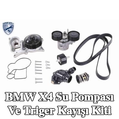 VAICO Su pompası ve triger kayışı kiti contalar/sızdırmazlık elemanları ile, gergi kolu ile, gergi kasnağı, kayışlı, cıvata/vida ile, termostatlı — BMW X4