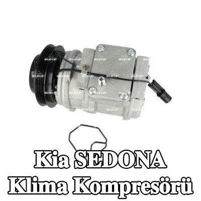 NRF EASY FIT klima kompresörü, PAG kompresör yağı ile, conta halkası ile, conta/sızdırmazlık elemanları ile — 2002 Kia Sedona