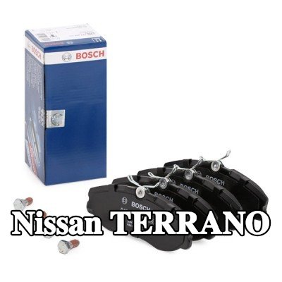 BOSCH مجموعة وسادات الفرامل 15, 5mm, مع لوحة مانعة للصرير, مع مسامير/براغي, مع ملحقات — Nissan Terrano