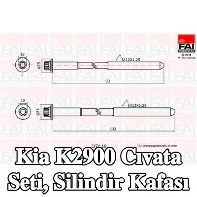 FAI AutoParts Cıvata seti, silindir kafası — Kia K2900