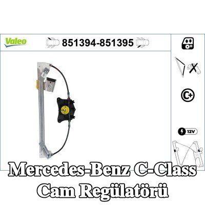 VALEO Sağ arka cam regülatörü, Elektrikli, elektrik motoru olmadan — 2012 Mercedes-Benz C-Class