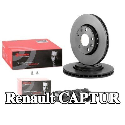 BREMBO مجموعة أقراص الفرامل والوسادات Prime, مزود بفتحات تهوية داخلية — Renault Captur