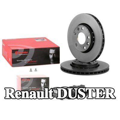BREMBO مجموعة أقراص الفرامل والوسادات Prime, مزود بفتحات تهوية داخلية — Renault Duster