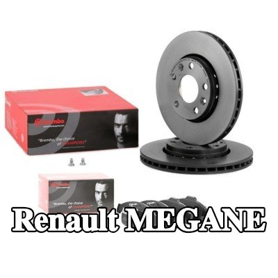 BREMBO مجموعة أقراص الفرامل والوسادات Prime, مزود بفتحات تهوية داخلية — Renault Megane