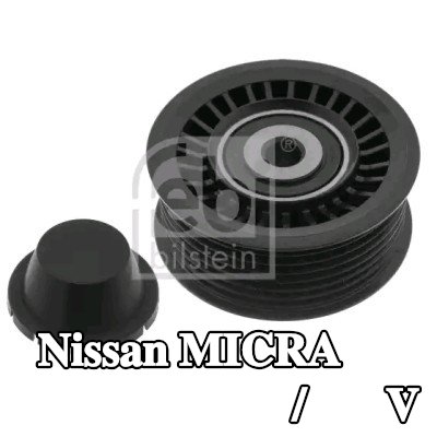 FEBI BILSTEIN بكرة الانحراف/التوجيه, V-ribbed belt Outer Diameter: 75mm — Nissan Micra