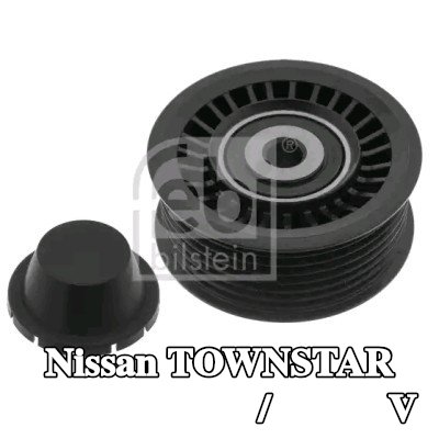 FEBI BILSTEIN بكرة الانحراف/التوجيه, V-ribbed belt Outer Diameter: 75mm — Nissan Townstar