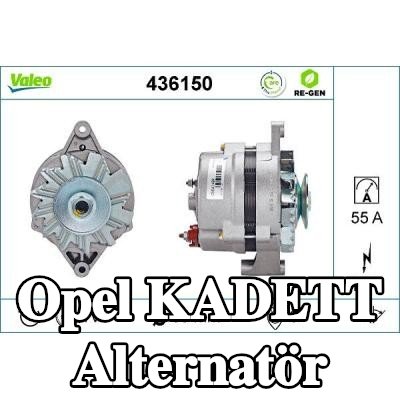 VALEO Alternatör YENİDEN ÜRETİLMİŞ PREMIUM, 55A — Opel Kadett