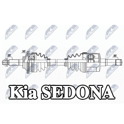 NTY عمود الدفع المحور الأمامي الأيسر, 626mm — 2000 Kia Sedona