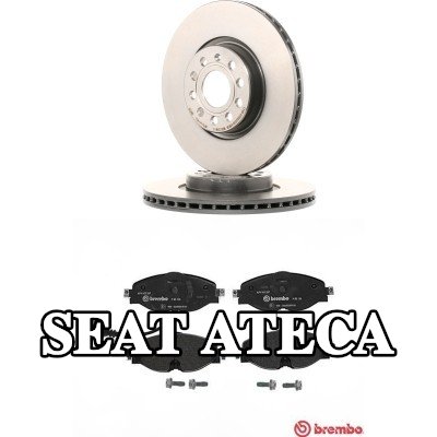 BREMBO مجموعة أقراص الفرامل والوسادات Prime, مزود بفتحات تهوية داخلية — SEAT Ateca