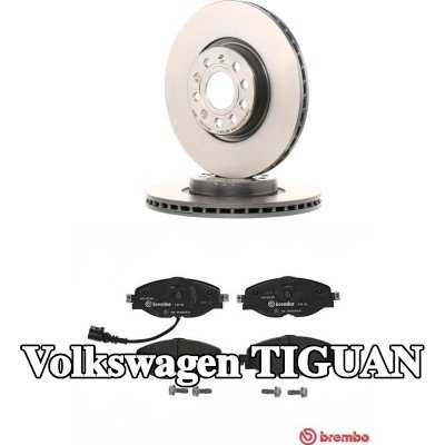 BREMBO مجموعة أقراص الفرامل والوسادات Prime, مزود بفتحات تهوية داخلية — 2012 Volkswagen Tiguan