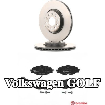 BREMBO مجموعة أقراص الفرامل والوسادات Prime, مزود بفتحات تهوية داخلية — Volkswagen Golf