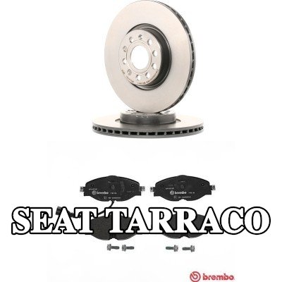 BREMBO مجموعة أقراص الفرامل والوسادات Prime, مزود بفتحات تهوية داخلية — SEAT Tarraco