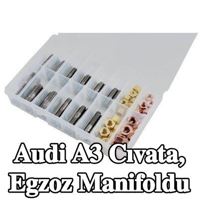 Connect Cıvata, egzoz manifoldu Alfa Romeo, BMW, Chrysler, Citroën, Fiat, Ford, Honda, Mazda, Nissan, Opel, Peugeot, Porsche, Renault, Saab, Vauxhall, Volvo — Audi A3