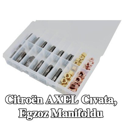 Connect Cıvata, egzoz manifoldu Alfa Romeo, BMW, Chrysler, Citroën, Fiat, Ford, Honda, Mazda, Nissan, Opel, Peugeot, Porsche, Renault, Saab, Vauxhall, Volvo — Citroën Axel