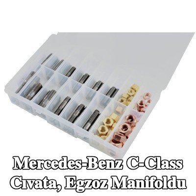 Connect Cıvata, egzoz manifoldu Alfa Romeo, BMW, Chrysler, Citroën, Fiat, Ford, Honda, Mazda, Nissan, Opel, Peugeot, Porsche, Renault, Saab, Vauxhall, Volvo — Mercedes-Benz C-Class