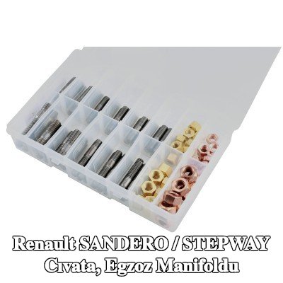 Connect Cıvata, egzoz manifoldu Alfa Romeo, BMW, Chrysler, Citroën, Fiat, Ford, Honda, Mazda, Nissan, Opel, Peugeot, Porsche, Renault, Saab, Vauxhall, Volvo — Renault Sandero / Stepway