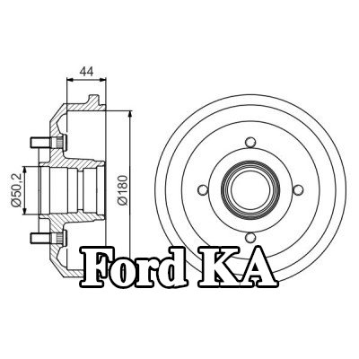 BOSCH أسطوانة الفرامل للمحور الخلفي, 216mm, مع محمل العجلة — 2002 Ford Ka