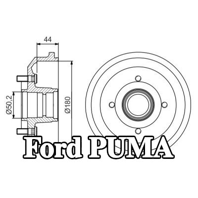 BOSCH أسطوانة الفرامل للمحور الخلفي, 216mm, مع محمل العجلة — Ford Puma