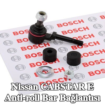 FEBI BILSTEIN Ön aks sol anti-roll bar bağlantısı, Ön Aks Sağ, 85mm, Çelik, somunlu, lastik yastıklı, pullarla — Nissan Cabstar E