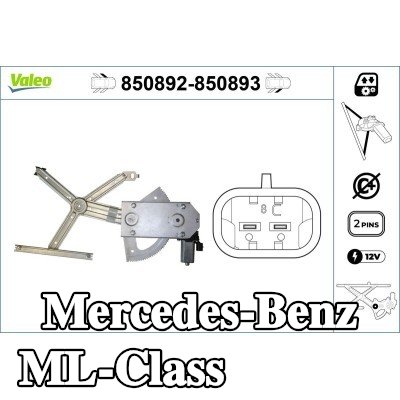 VALEO مُحرك نافذة أمامي أيسر, كهربائي, مع محرك كهربائي — 2000 Mercedes-Benz ML-Class