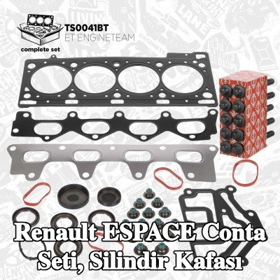 ET ENGINETEAM Conta seti, eksantrik mili contalı silindir kapağı, silindir kafası vida seti ile, valf gövdesi contalı, valf kapağı contası olmadan, vida seti ile — 2000 Renault Espace