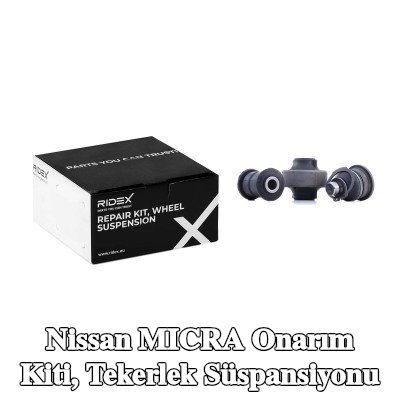 RIDEX Onarım kiti, tekerlek süspansiyonu Ön Aks Sol, Ön Aks Sağ, bilyeli mafsal ile, lastik yatağı ile — Nissan Micra