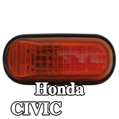 TYC مؤشر جانبي أمامي أيسر, تركيب جانبي, برتقالي, مع حامل لمبة — 1992 Honda Civic
