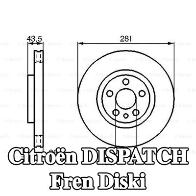 BOSCH Fren diski Dış Çap: 281mm, Havalandırmalı, içten havalandırmalı, Yağlanmış — 2000 Citroën Dispatch