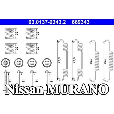ATE طقم تركيب أحذية الفرامل — Nissan Murano
