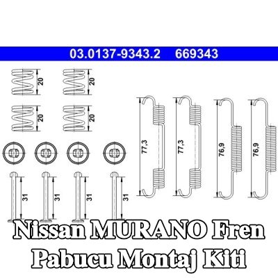 ATE Fren pabucu montaj kiti — Nissan Murano