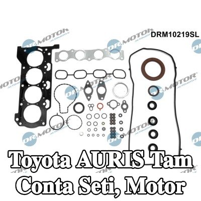 DR.MOTOR AUTOMOTIVE Tam Conta Seti, kam mili contalı motor, krank mili contası ile, silindir kafası contası ile, valf kapağı contası ile, valf gövdesi contalı, egzoz manifoldu contası ile (ler), emme manifoldu contası/contaları ile — Toyota Auris