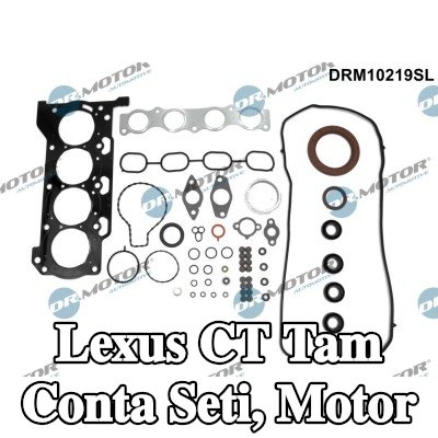 DR.MOTOR AUTOMOTIVE Tam Conta Seti, kam mili contalı motor, krank mili contası ile, silindir kafası contası ile, valf kapağı contası ile, valf gövdesi contalı, egzoz manifoldu contası ile (ler), emme manifoldu contası/contaları ile — Lexus Ct