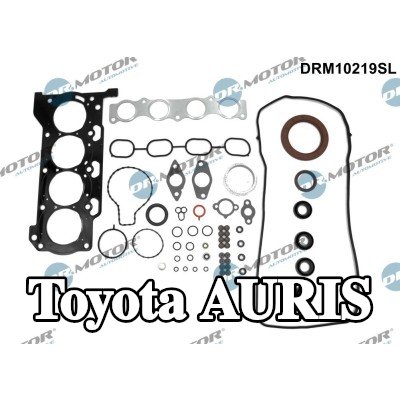 DR.MOTOR AUTOMOTIVE مجموعة حشيات كاملة, محرك مزود بمانع تسرب عمود الكامات, مع مانع تسرب العمود المرفقي, مع حشية رأس الأسطوانة, مع حشية غطاء الصمام, مع أختام ساق الصمام, مع حشية (حشيات) مشعب العادم, مع حشية (حشيات) مشعب السحب — Toyota Auris
