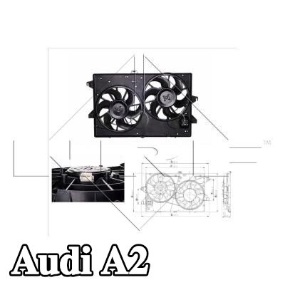 NRF مروحة, المبرد 383mm, بدون غطاء مروحة المبرد — Audi A2