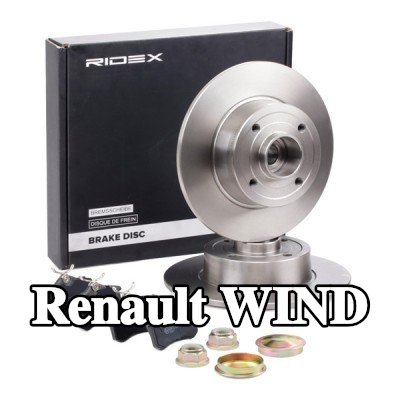 RIDEX مجموعة أقراص الفرامل والوسادات للمحور الخلفي, صلب — Renault Wind