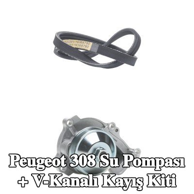 RIDEX Su Pompası + V-Kanalı Kayış Kiti — Peugeot 308